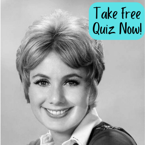 Shirley Jones, star of The Partridge Family TV Show with words "Take Free Quiz Now!"